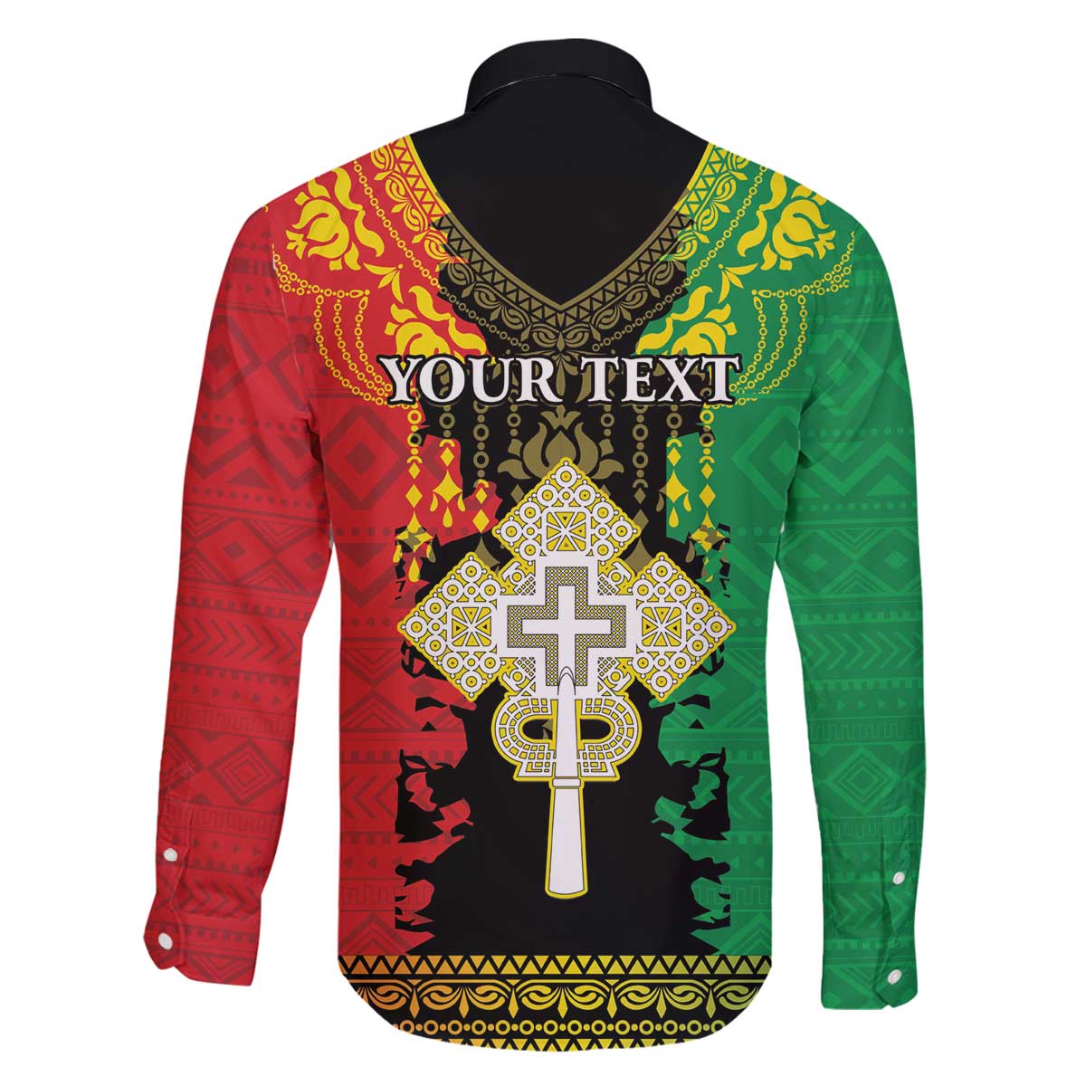 Personalised Ethiopia Family Matching Off The Shoulder Long Sleeve Dress and Hawaiian Shirt Lion Of Judah Mix African Pattern - Wonder Print Shop