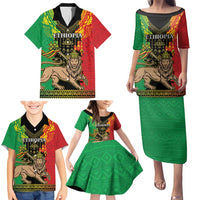 Personalised Ethiopia Family Matching Puletasi and Hawaiian Shirt Lion Of Judah Mix African Pattern - Wonder Print Shop