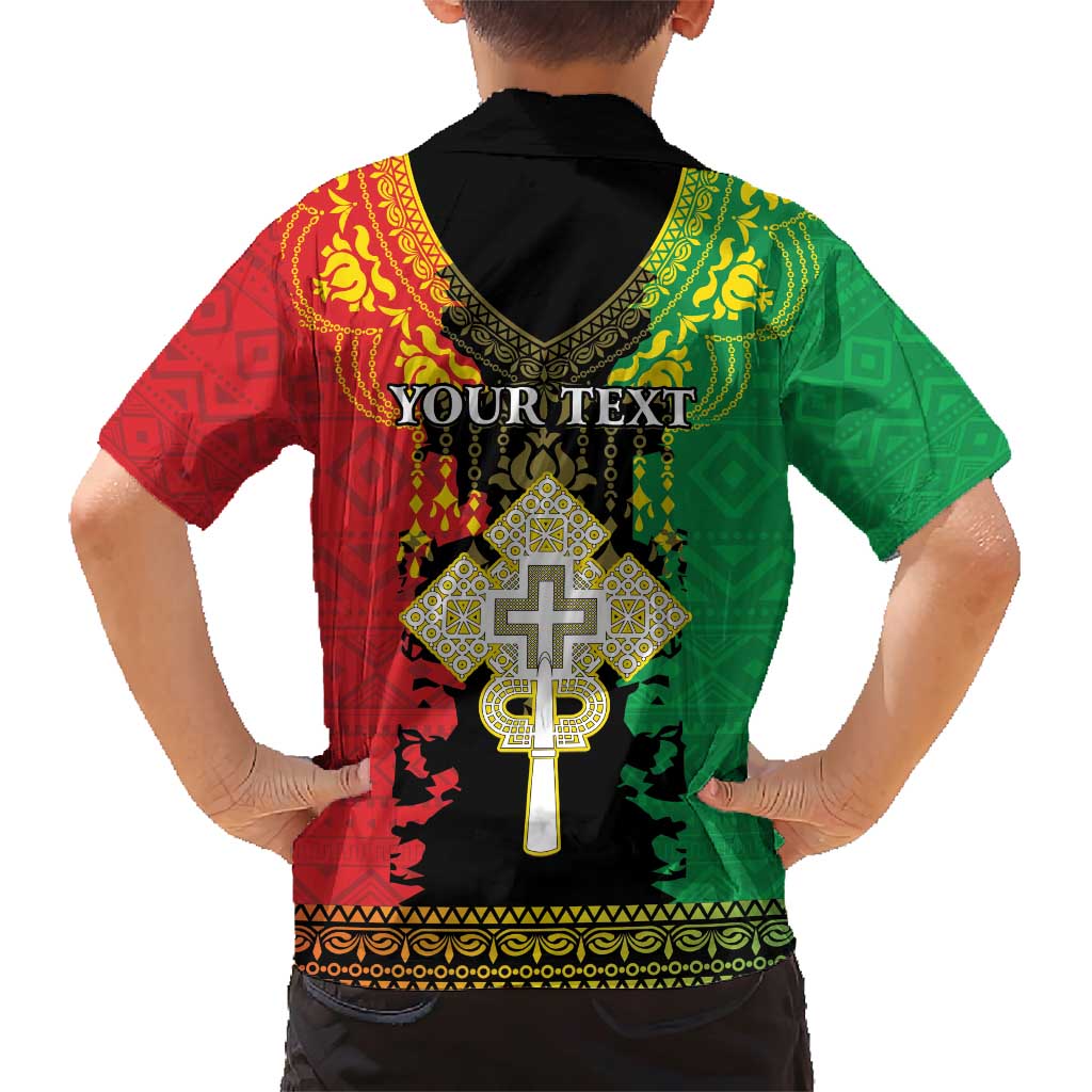 Personalised Ethiopia Family Matching Short Sleeve Bodycon Dress and Hawaiian Shirt Lion Of Judah Mix African Pattern - Wonder Print Shop
