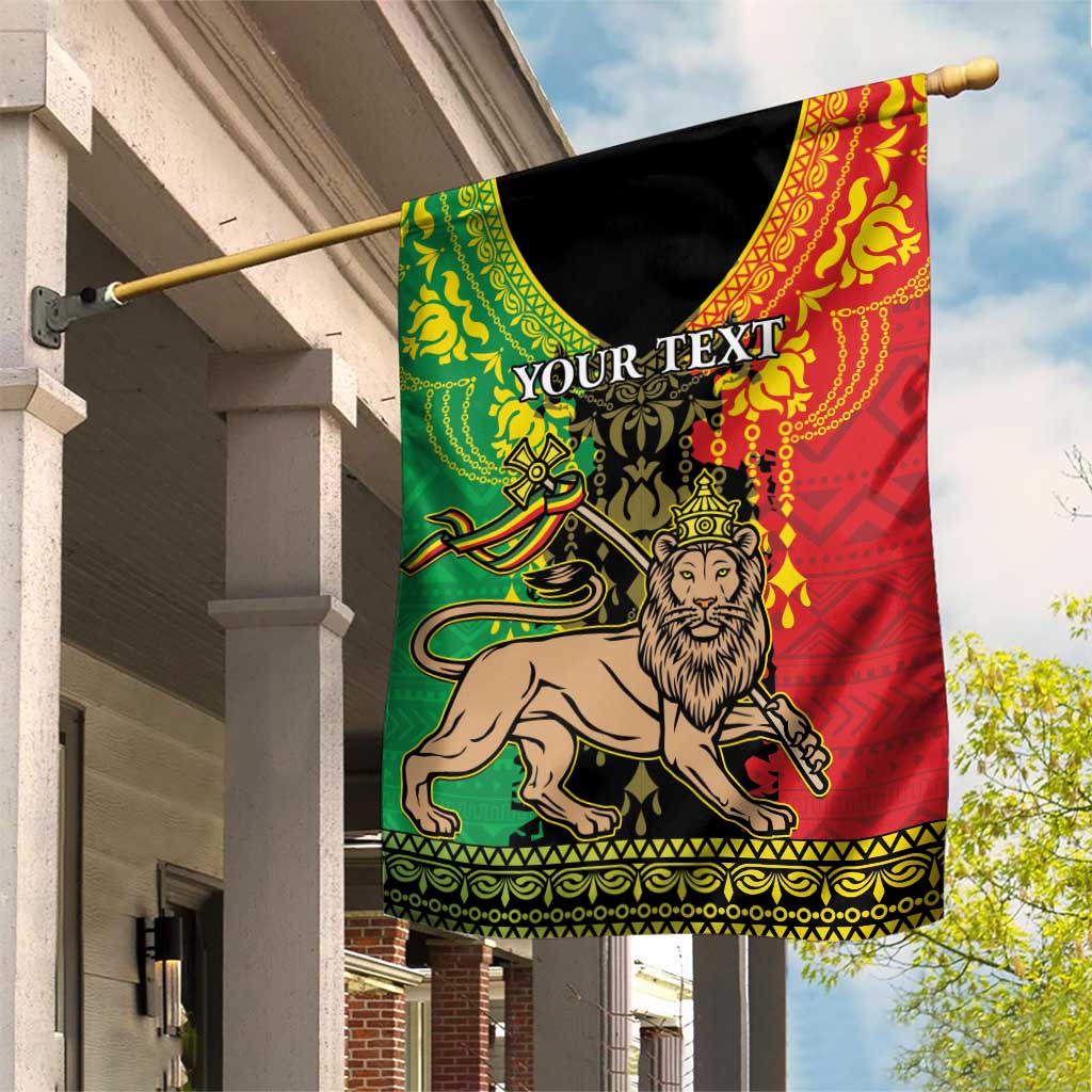 Personalised Ethiopia Garden Flag Lion Of Judah Mix African Pattern - Wonder Print Shop