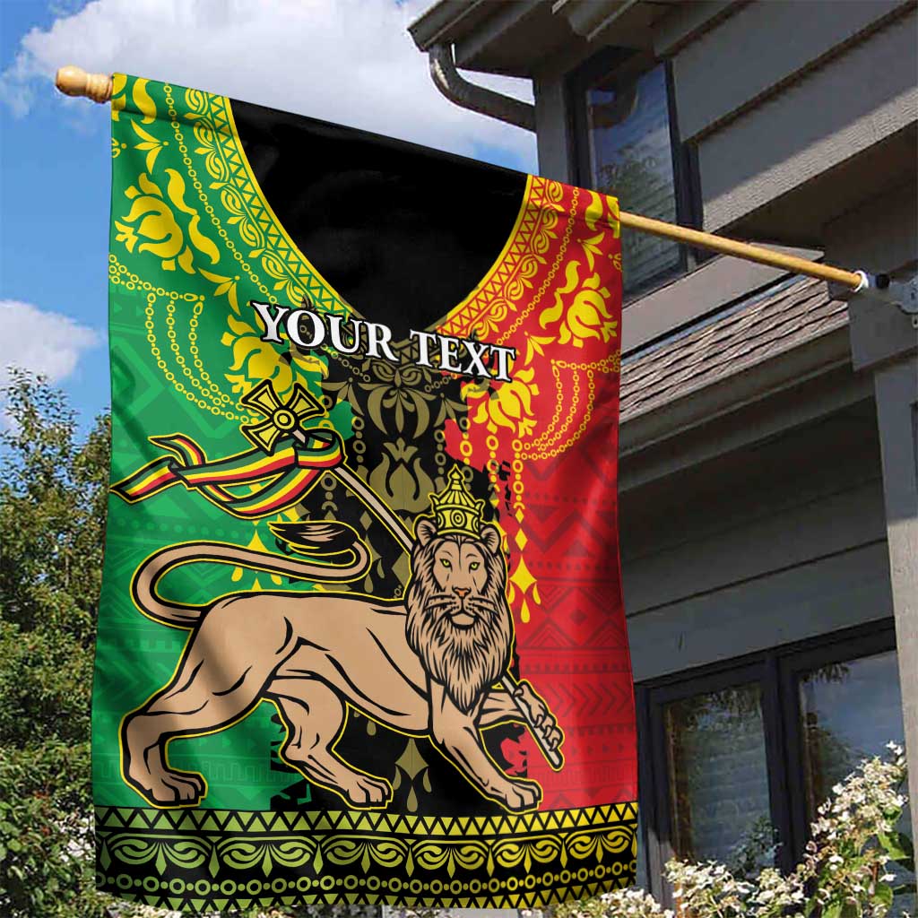 Personalised Ethiopia Garden Flag Lion Of Judah Mix African Pattern - Wonder Print Shop