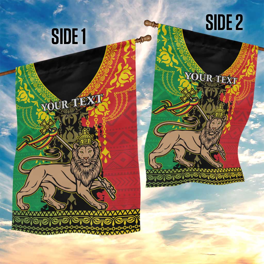 Personalised Ethiopia Garden Flag Lion Of Judah Mix African Pattern - Wonder Print Shop
