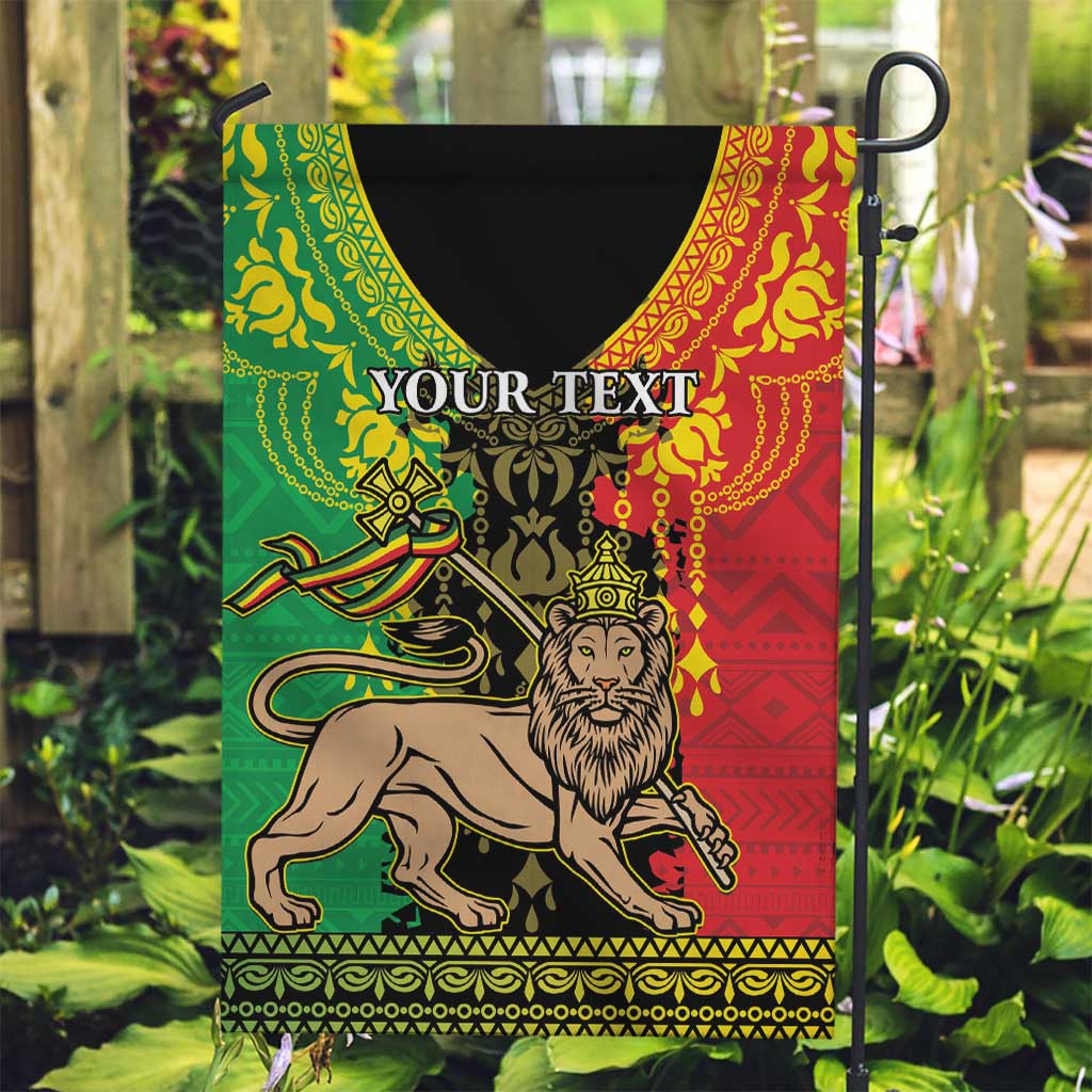 Personalised Ethiopia Garden Flag Lion Of Judah Mix African Pattern - Wonder Print Shop