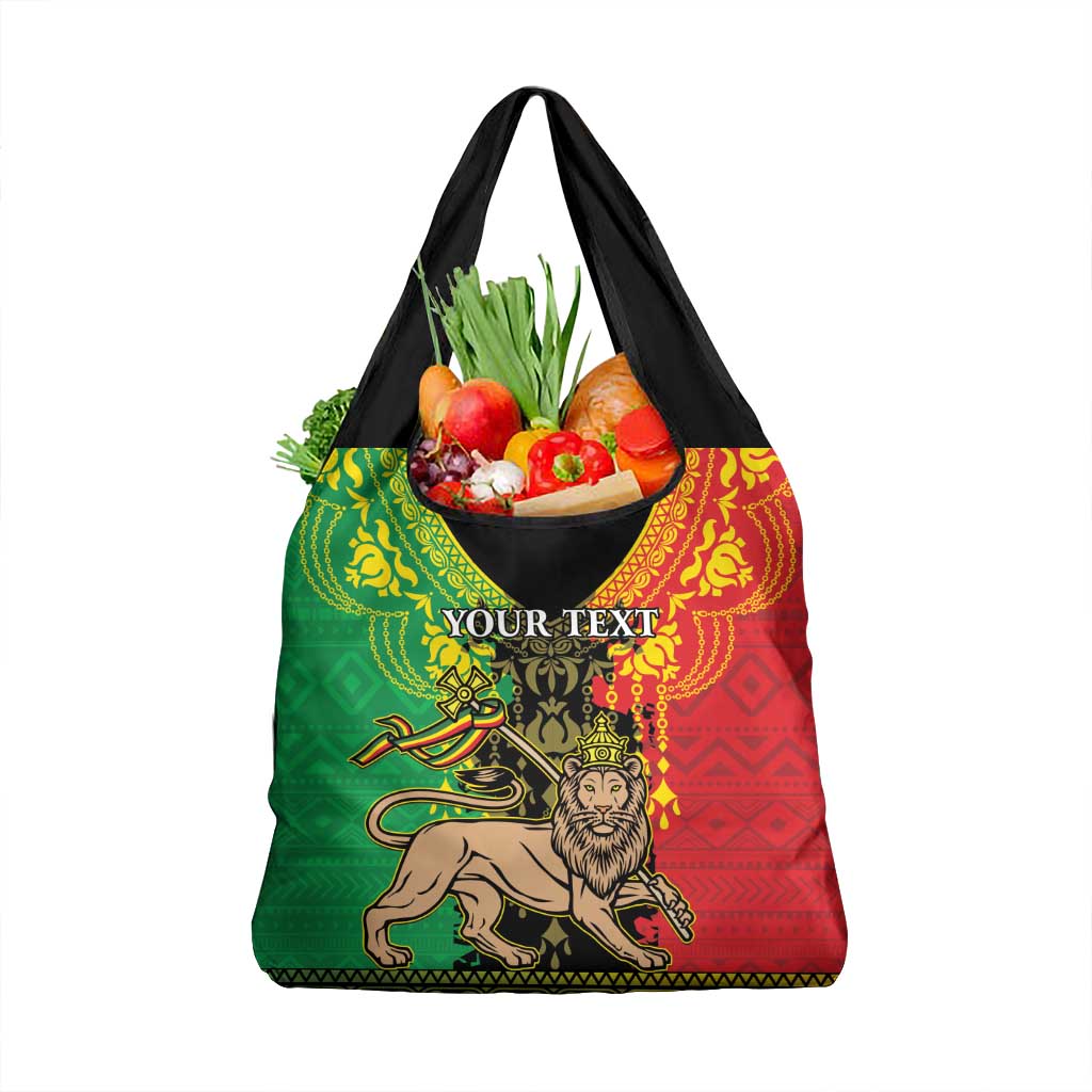 Personalised Ethiopia Grocery Bag Lion Of Judah Mix African Pattern