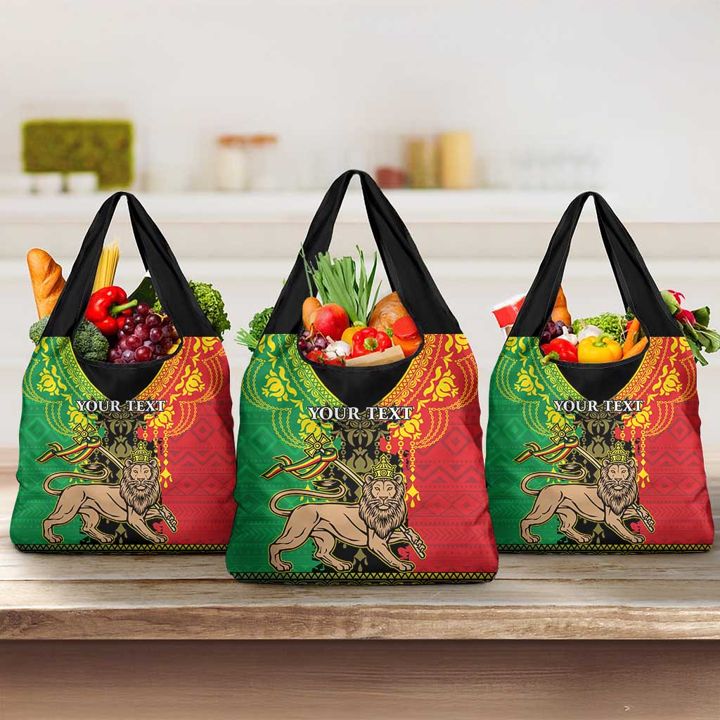 Personalised Ethiopia Grocery Bag Lion Of Judah Mix African Pattern