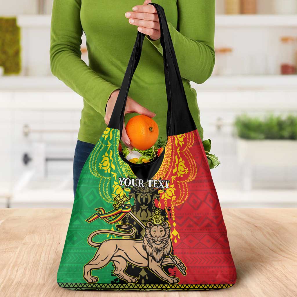 Personalised Ethiopia Grocery Bag Lion Of Judah Mix African Pattern