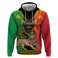 Personalised Ethiopia Hoodie Lion Of Judah Mix African Pattern - Wonder Print Shop