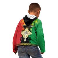 Personalised Ethiopia Kid Hoodie Lion Of Judah Mix African Pattern - Wonder Print Shop