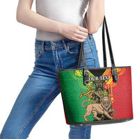 Personalised Ethiopia Leather Tote Bag Lion Of Judah Mix African Pattern - Wonder Print Shop