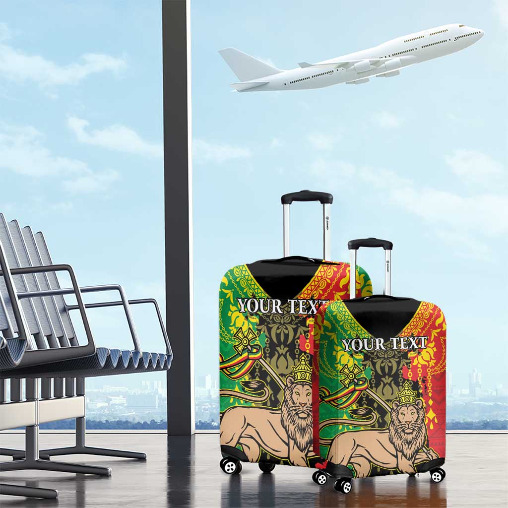 Personalised Ethiopia Luggage Cover Lion Of Judah Mix African Pattern - Wonder Print Shop