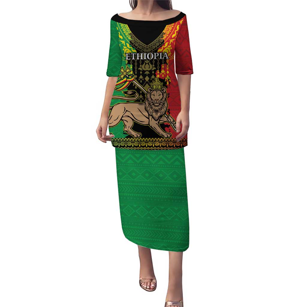 Personalised Ethiopia Puletasi Lion Of Judah Mix African Pattern - Wonder Print Shop