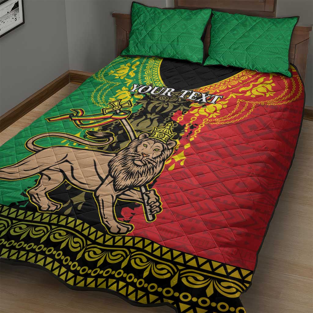 Personalised Ethiopia Quilt Bed Set Lion Of Judah Mix African Pattern - Wonder Print Shop