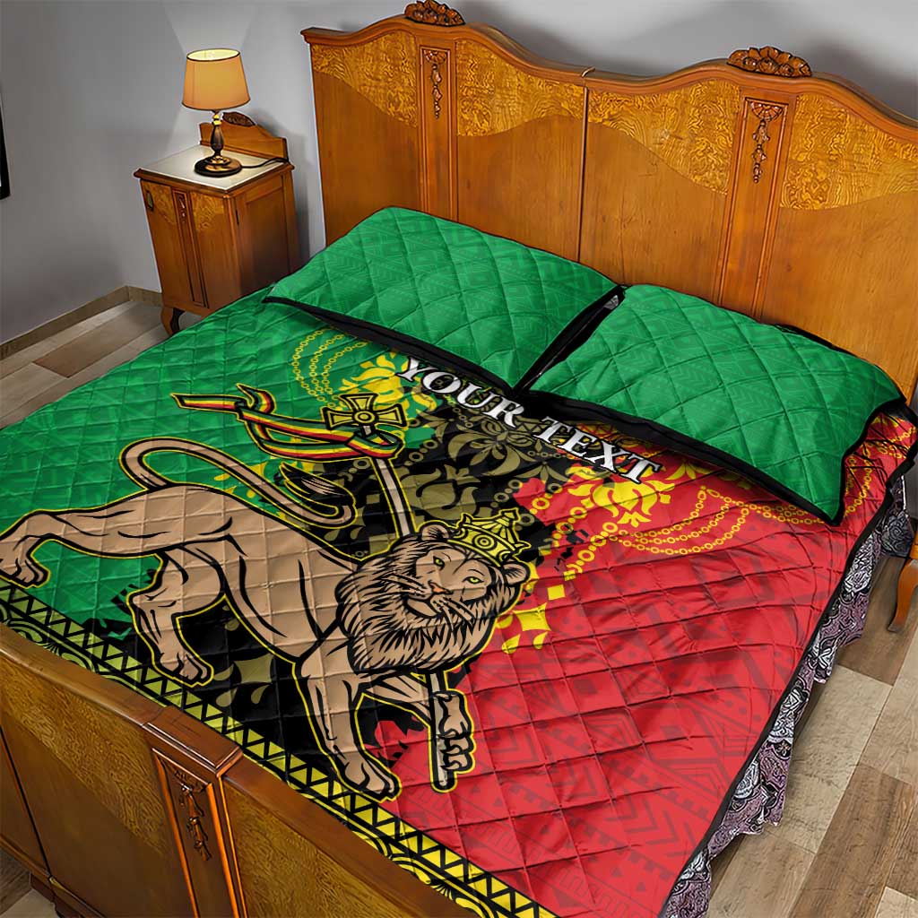 Personalised Ethiopia Quilt Bed Set Lion Of Judah Mix African Pattern - Wonder Print Shop