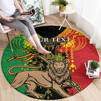 Personalised Ethiopia Round Carpet Lion Of Judah Mix African Pattern