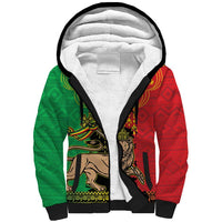Personalised Ethiopia Sherpa Hoodie Lion Of Judah Mix African Pattern - Wonder Print Shop