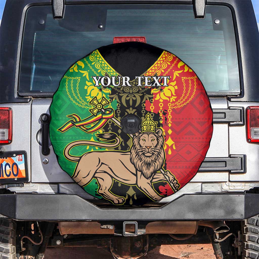 Personalised Ethiopia Spare Tire Cover Lion Of Judah Mix African Pattern - Wonder Print Shop