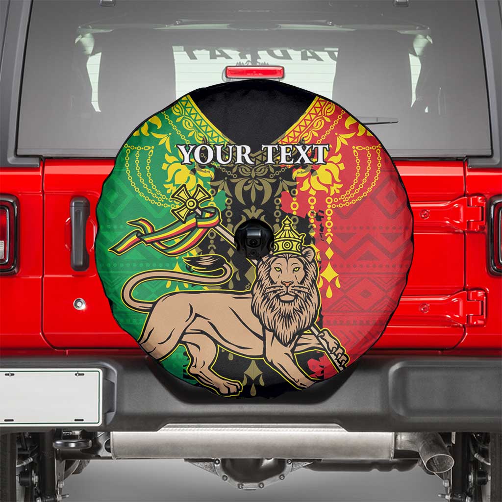 Personalised Ethiopia Spare Tire Cover Lion Of Judah Mix African Pattern - Wonder Print Shop