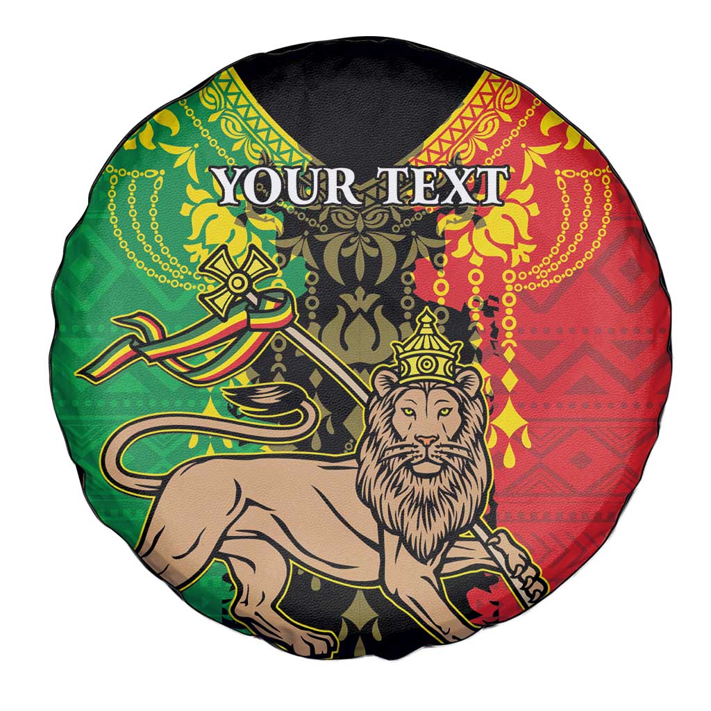 Personalised Ethiopia Spare Tire Cover Lion Of Judah Mix African Pattern - Wonder Print Shop
