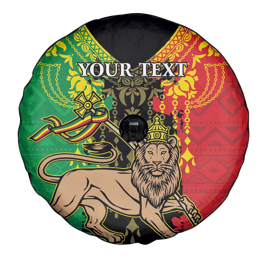 Personalised Ethiopia Spare Tire Cover Lion Of Judah Mix African Pattern - Wonder Print Shop