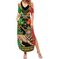 Personalised Ethiopia Summer Maxi Dress Lion Of Judah Mix African Pattern - Wonder Print Shop