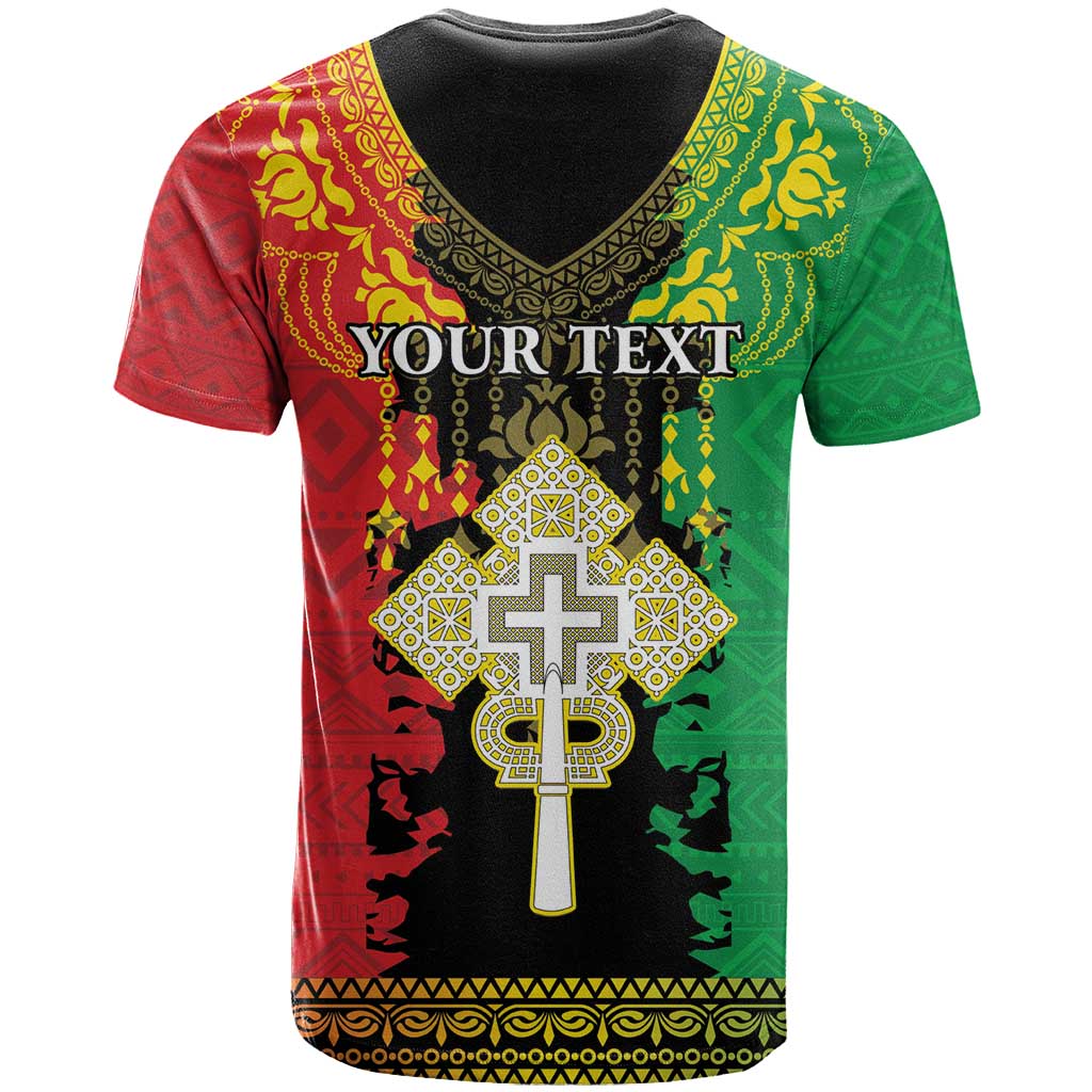 Personalised Ethiopia T Shirt Lion Of Judah Mix African Pattern - Wonder Print Shop