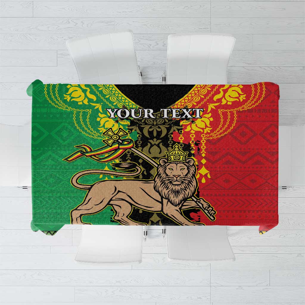 Personalised Ethiopia Tablecloth Lion Of Judah Mix African Pattern - Wonder Print Shop