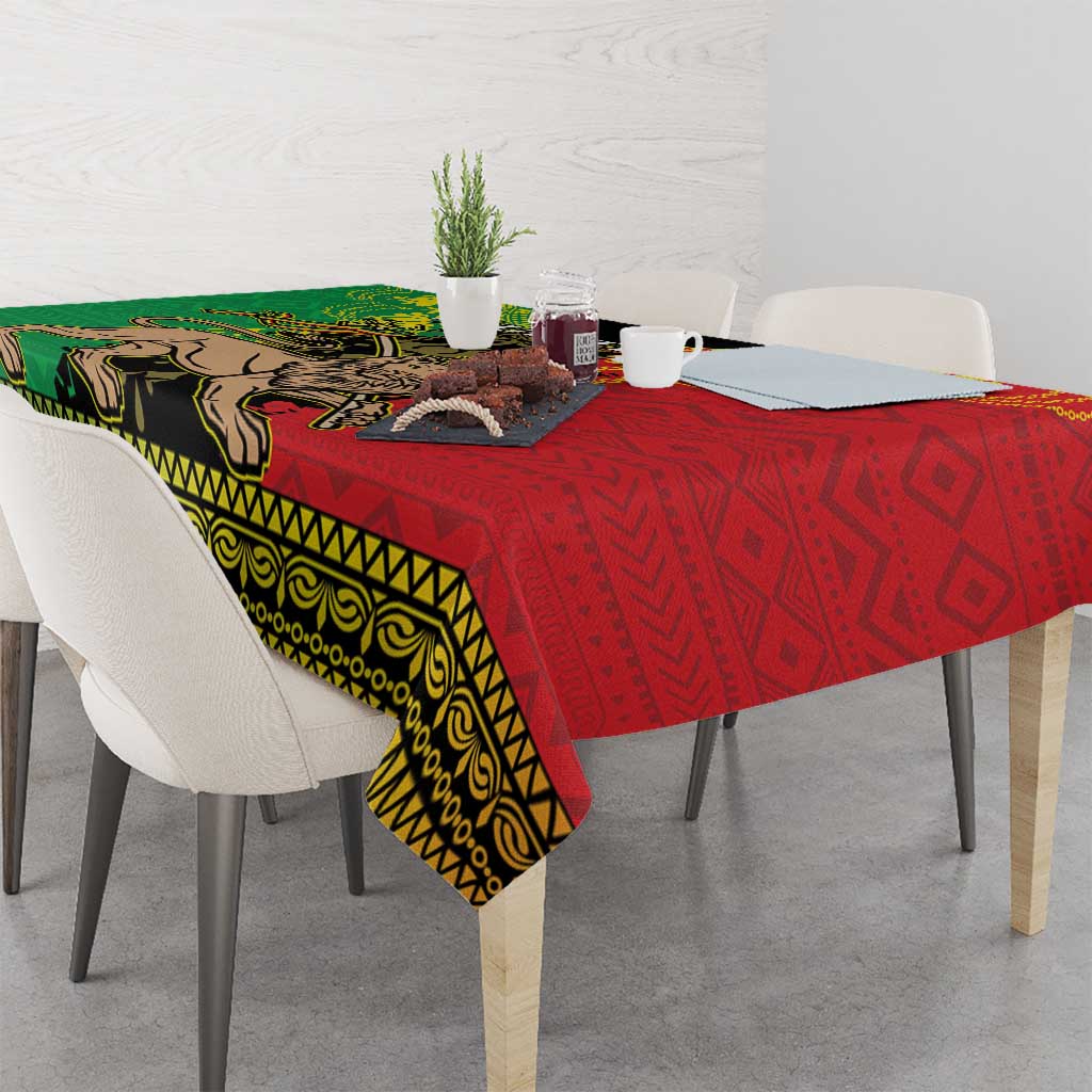 Personalised Ethiopia Tablecloth Lion Of Judah Mix African Pattern - Wonder Print Shop