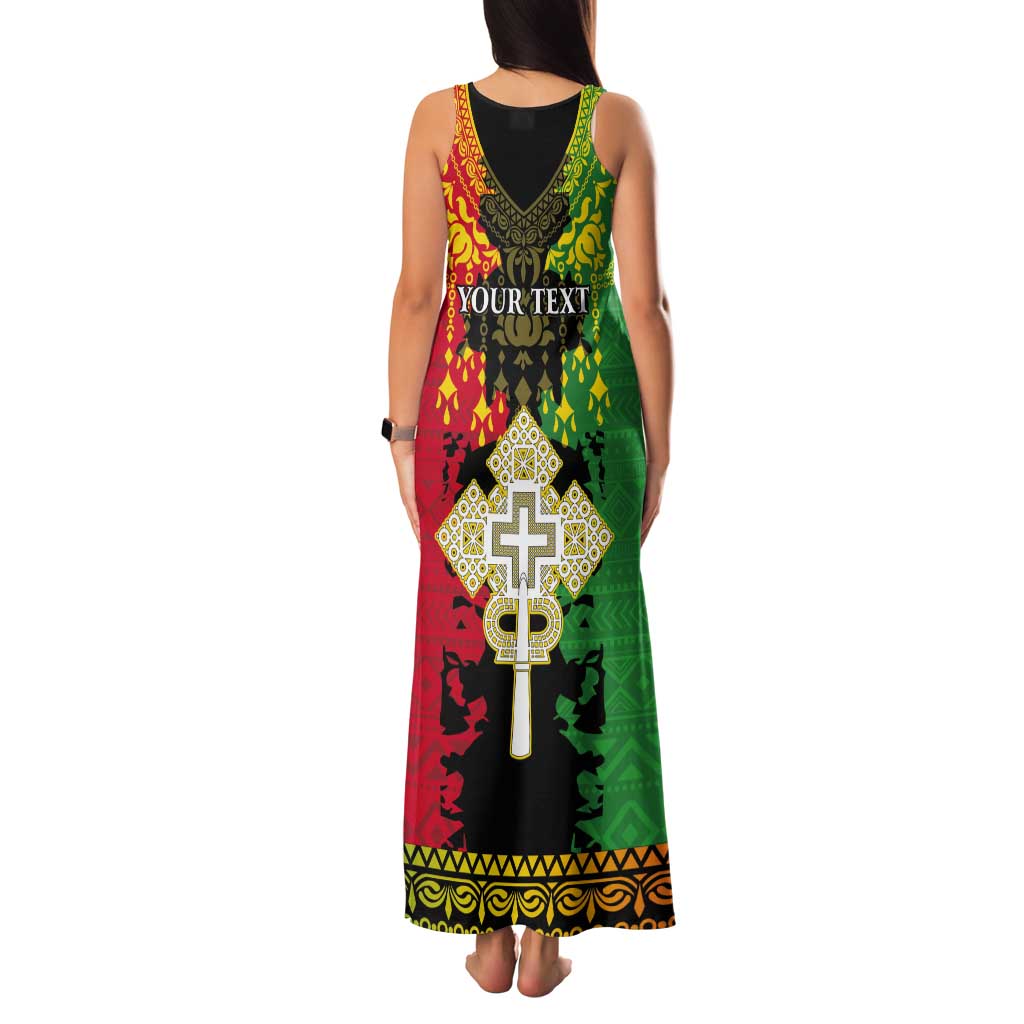 Personalised Ethiopia Tank Maxi Dress Lion Of Judah Mix African Pattern - Wonder Print Shop