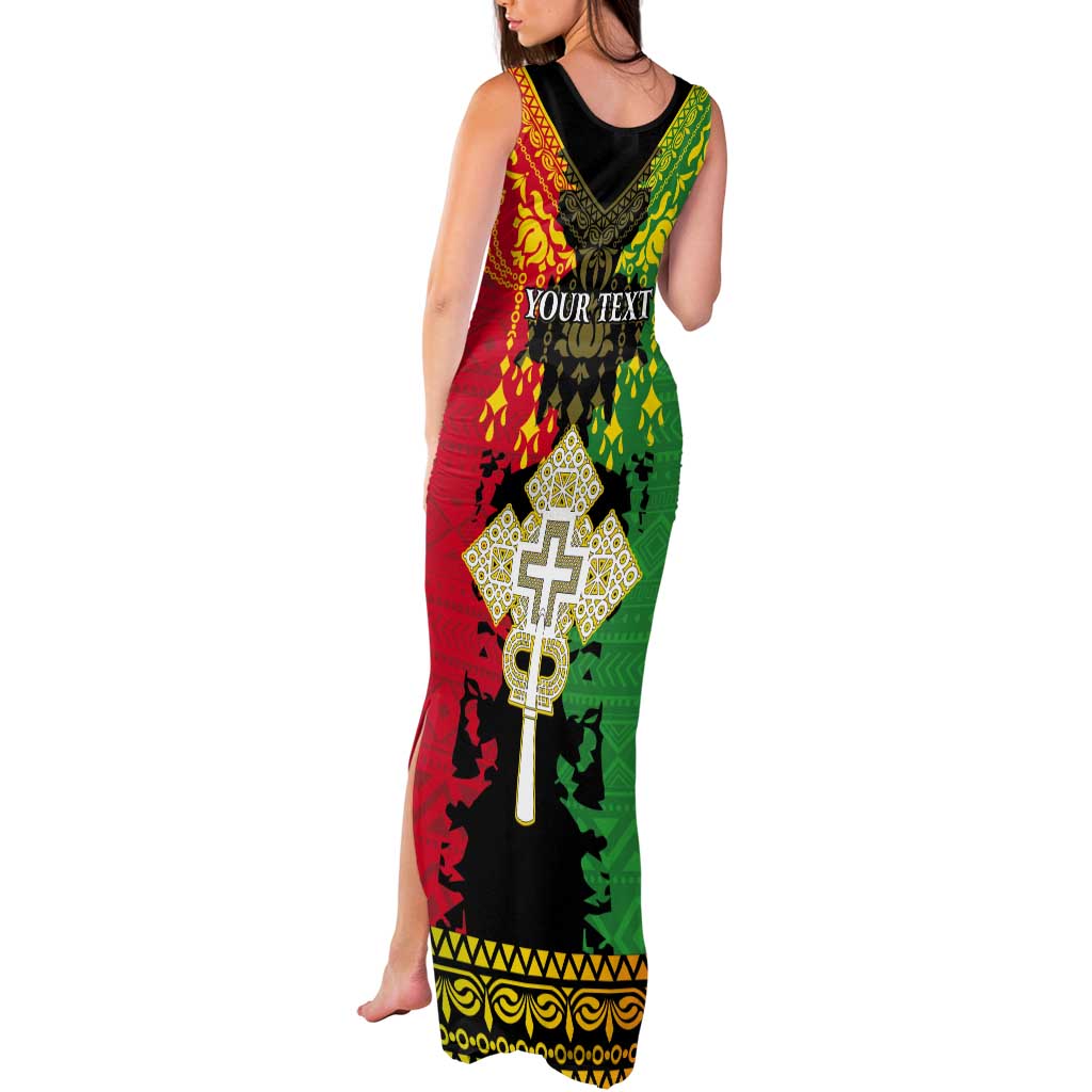 Personalised Ethiopia Tank Maxi Dress Lion Of Judah Mix African Pattern - Wonder Print Shop