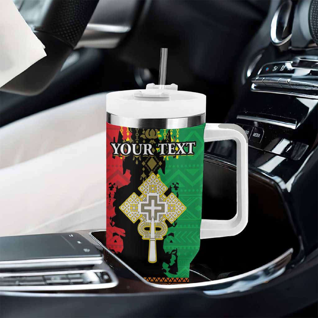 Personalised Ethiopia Tumbler With Handle Lion Of Judah Mix African Pattern - Wonder Print Shop