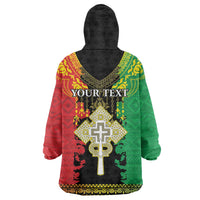 Personalised Ethiopia Wearable Blanket Hoodie Lion Of Judah Mix African Pattern - Wonder Print Shop