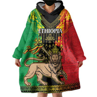 Personalised Ethiopia Wearable Blanket Hoodie Lion Of Judah Mix African Pattern - Wonder Print Shop
