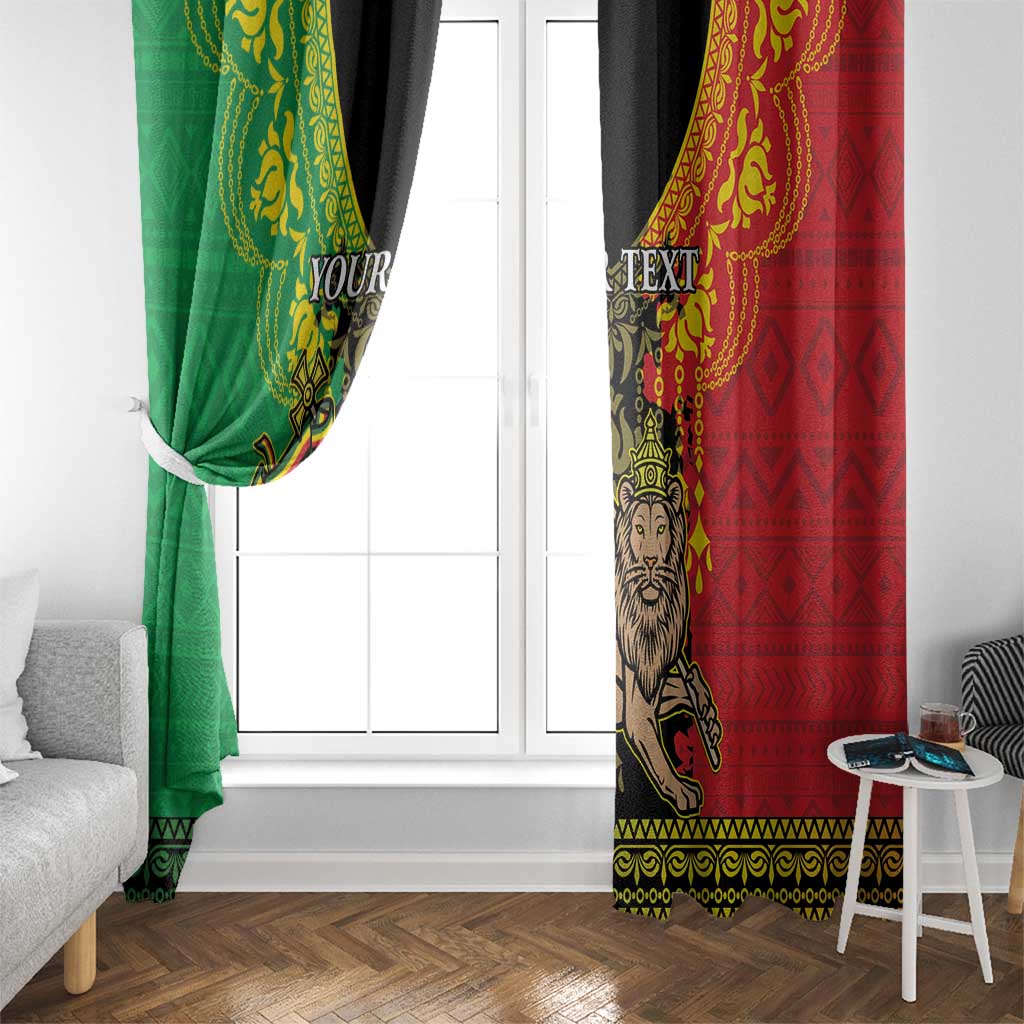 Personalised Ethiopia Window Curtain Lion Of Judah Mix African Pattern - Wonder Print Shop