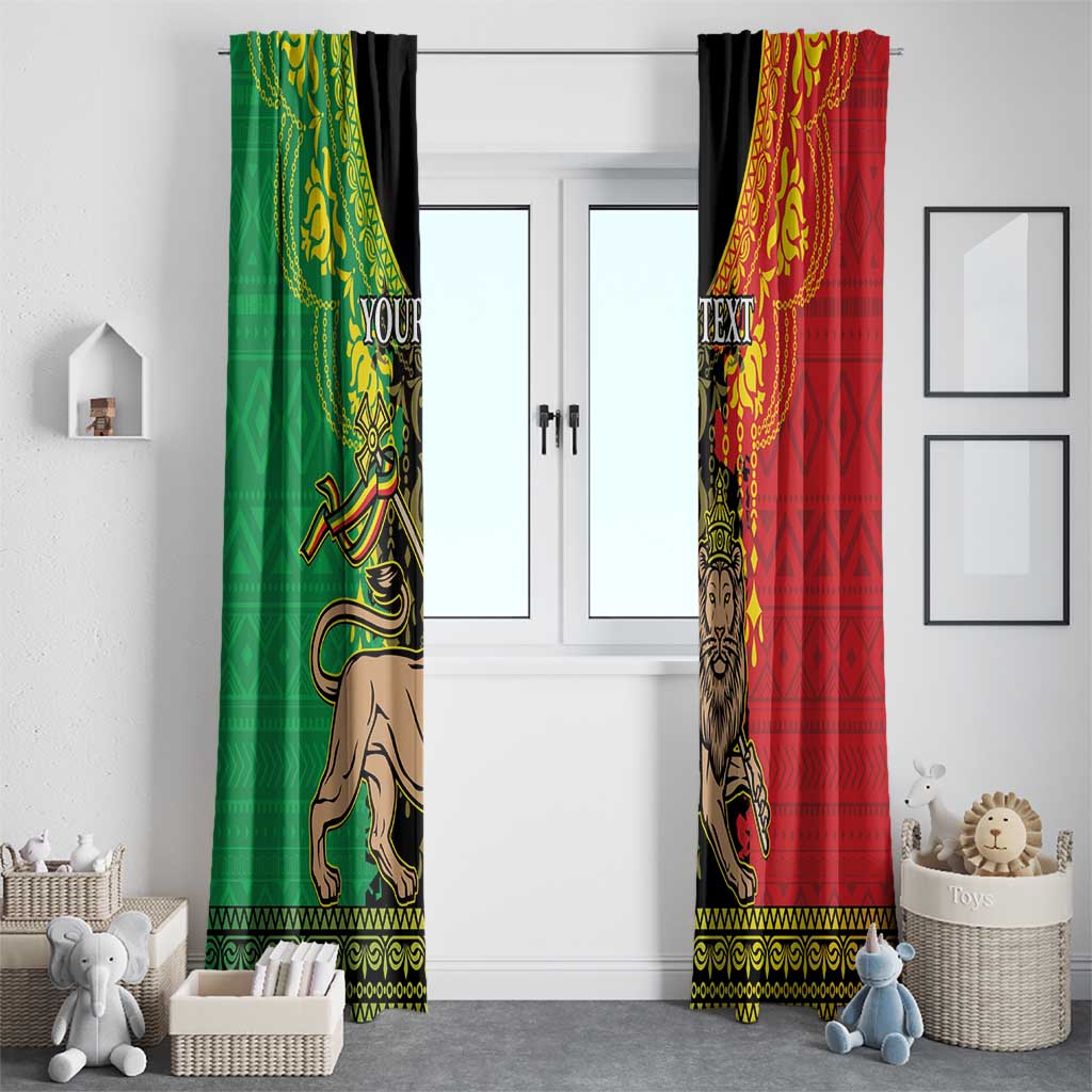 Personalised Ethiopia Window Curtain Lion Of Judah Mix African Pattern - Wonder Print Shop