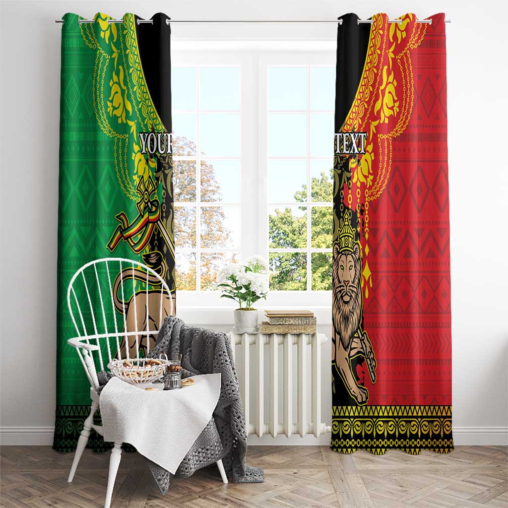 Personalised Ethiopia Window Curtain Lion Of Judah Mix African Pattern - Wonder Print Shop