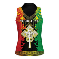 Personalised Ethiopia Women Sleeveless Polo Shirt Lion Of Judah Mix African Pattern - Wonder Print Shop