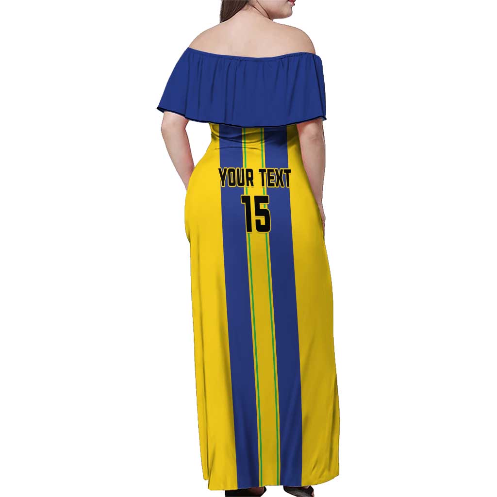 Custom Tanzania Football Family Matching Off Shoulder Maxi Dress and Hawaiian Shirt Sporty Style