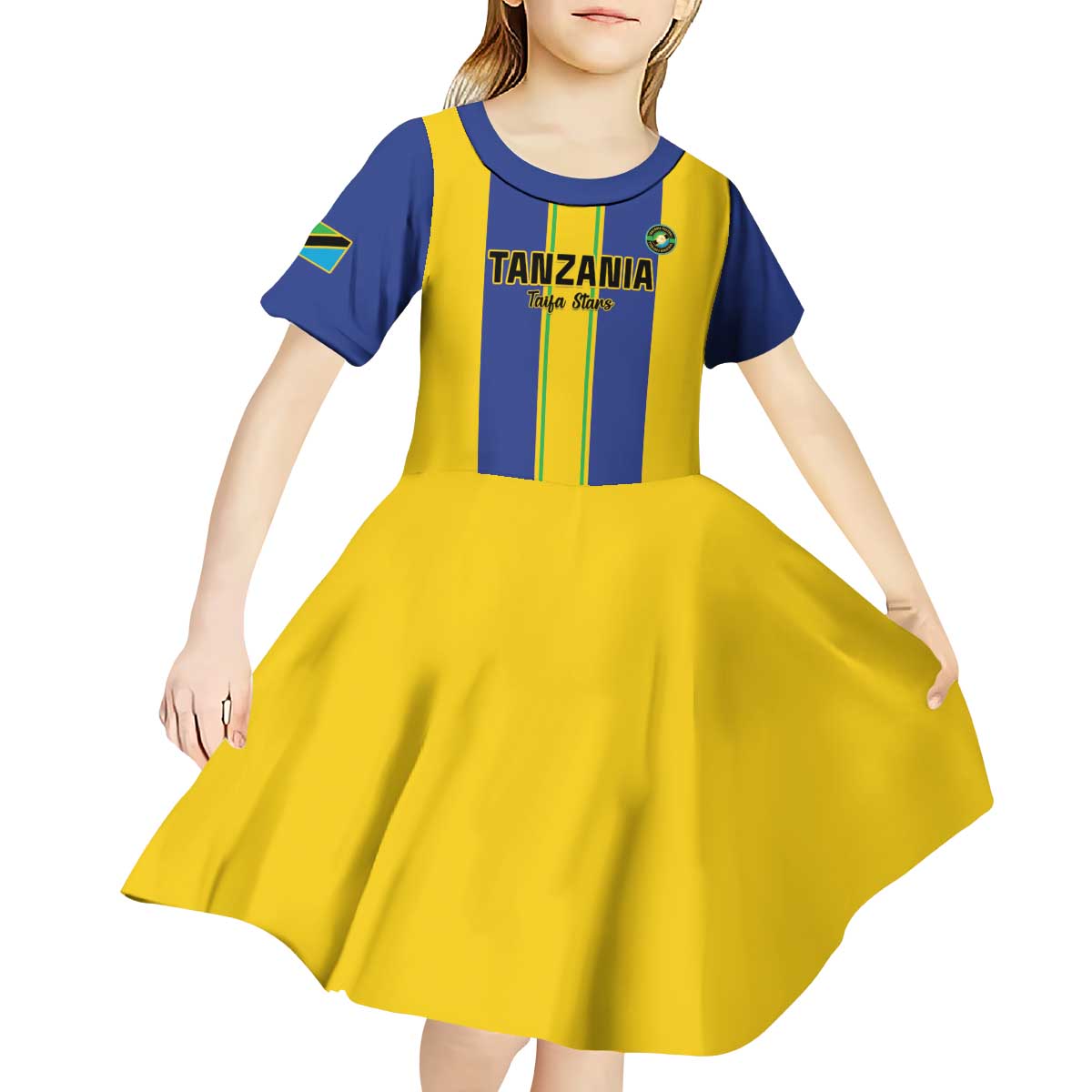 Custom Tanzania Football Kid Short Sleeve Dress Sporty Style
