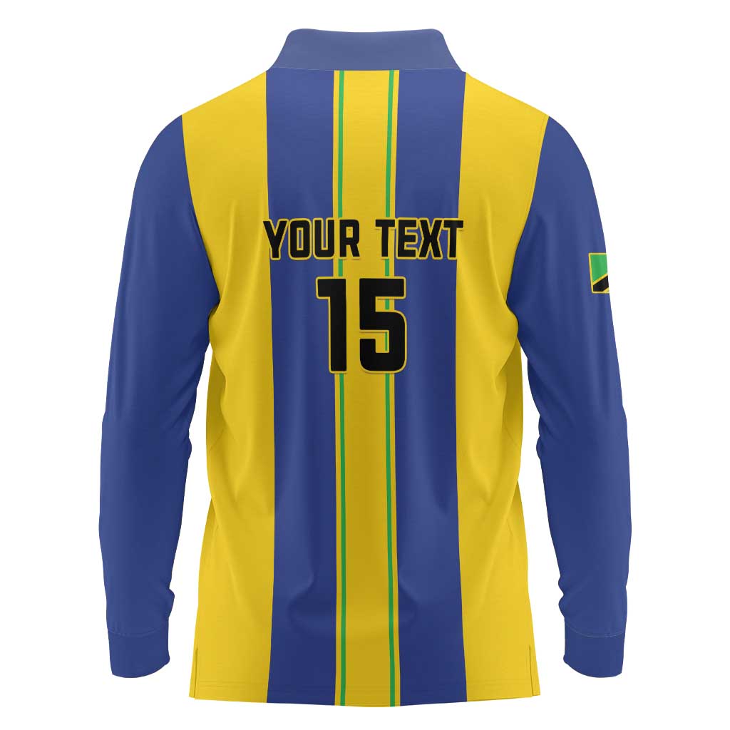Custom Tanzania Football Long Sleeve Polo Shirt Sporty Style