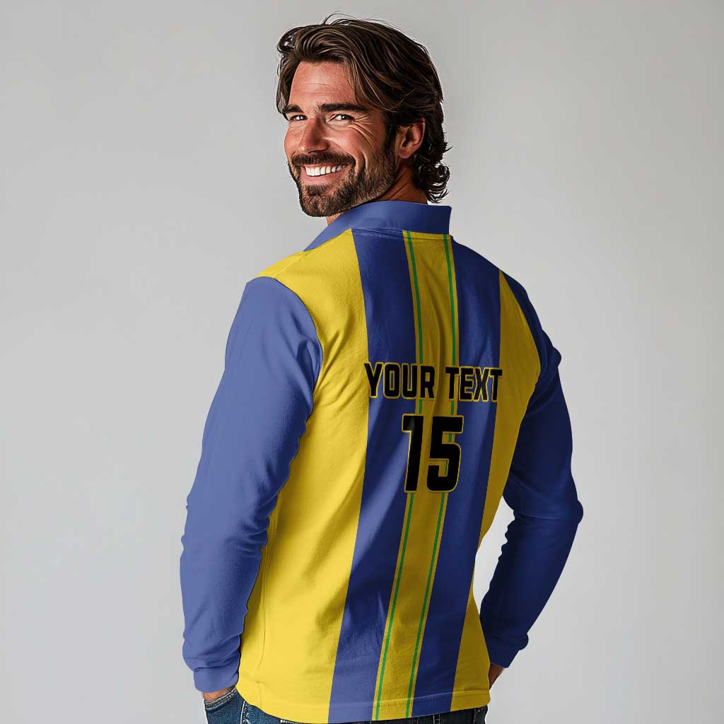 Custom Tanzania Football Long Sleeve Polo Shirt Sporty Style