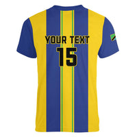 Custom Tanzania Football Women V-Neck T-Shirt Sporty Style