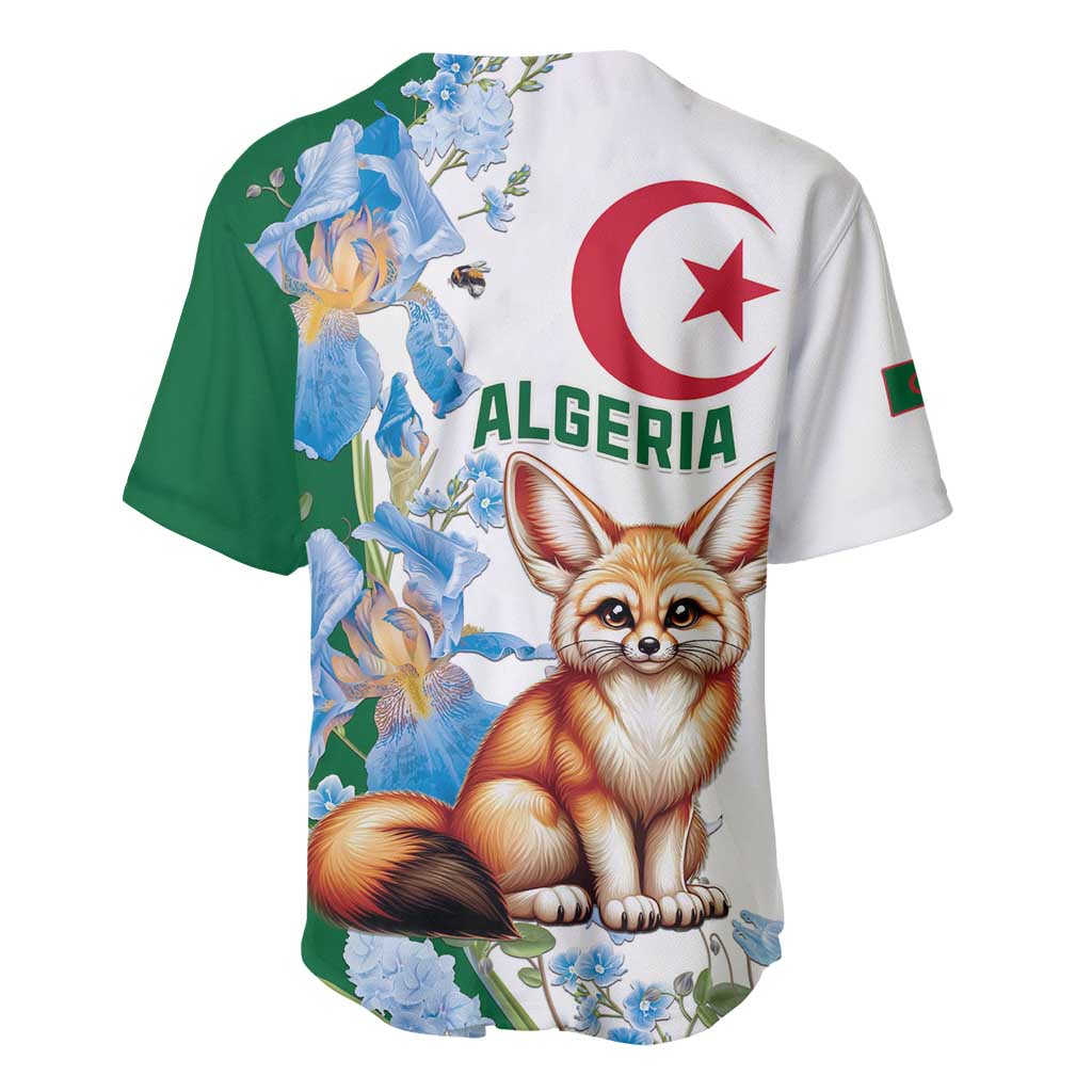 Algeria Fennec Fox Baseball Jersey Blue Isris Flower