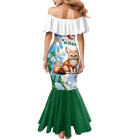 Algeria Fennec Fox Family Matching Mermaid Dress and Hawaiian Shirt Blue Isris Flower