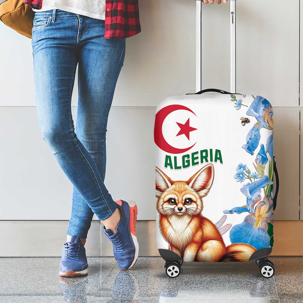 Algeria Fennec Fox Luggage Cover Blue Isris Flower