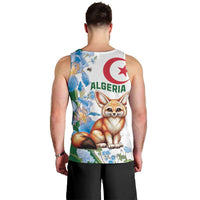 Algeria Fennec Fox Men Tank Top Blue Isris Flower