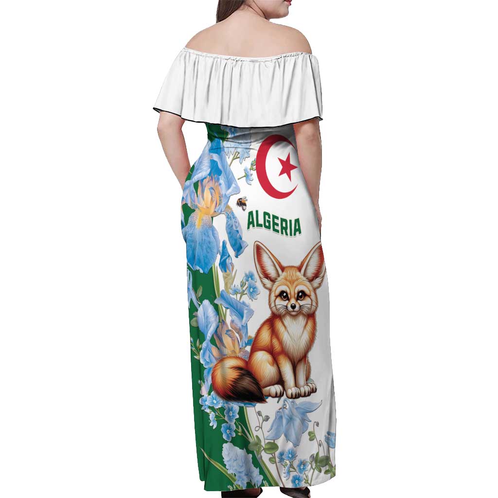Algeria Fennec Fox Off Shoulder Maxi Dress Blue Isris Flower