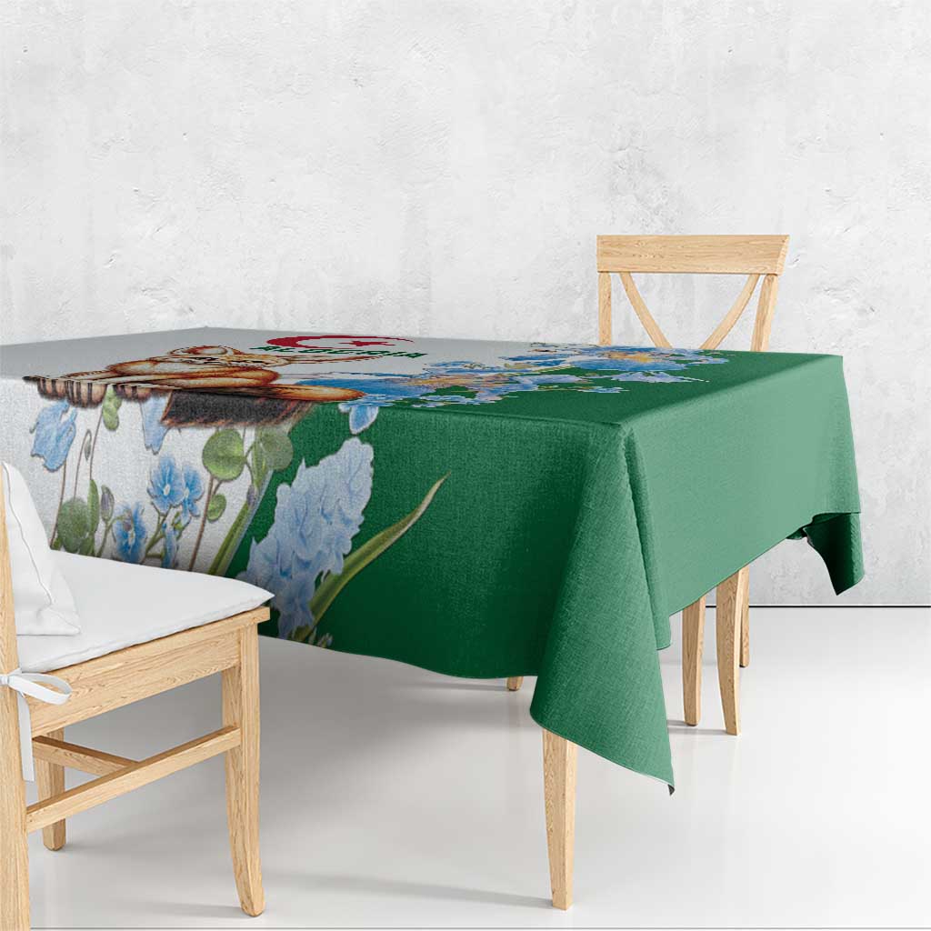 Algeria Fennec Fox Tablecloth Blue Isris Flower