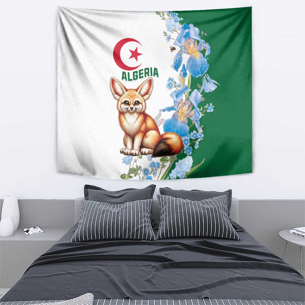 Algeria Fennec Fox Tapestry Blue Isris Flower