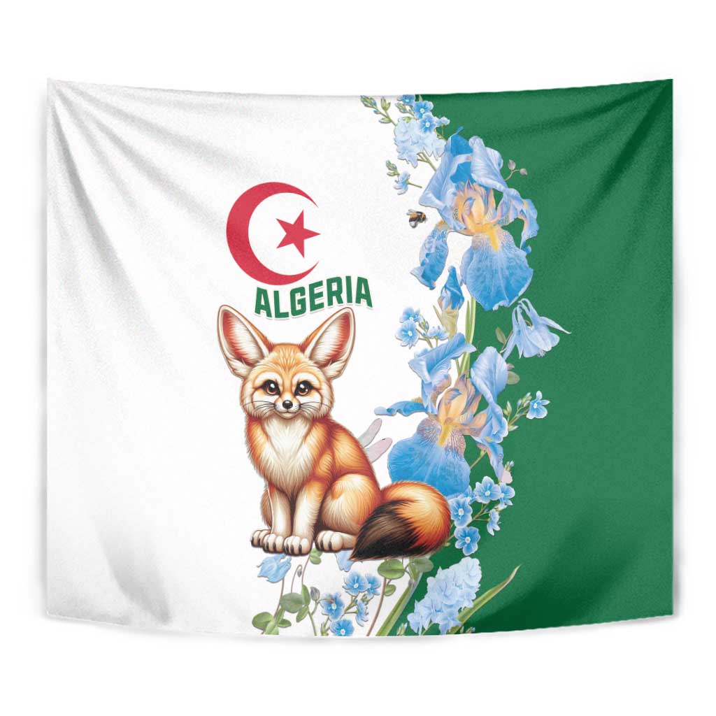 Algeria Fennec Fox Tapestry Blue Isris Flower