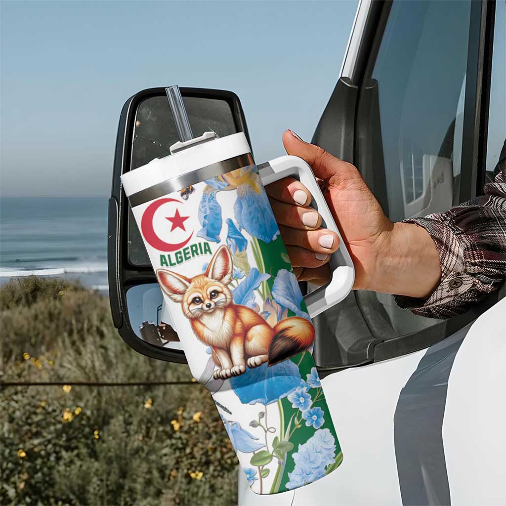 Algeria Fennec Fox Tumbler With Handle Blue Isris Flower